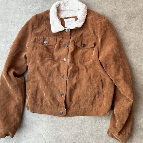 Ashley Sunrise Collection Tan Coruroy Sherpa Trucker Jacket XL Barn Coat Chores - Picture 4 of 12